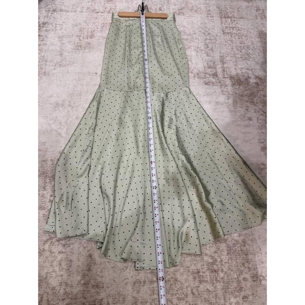 Vita Grace Martina Polka Dot Cascade Skirt Matcha Green Satin Asymmetric S - Picture 4 of 10